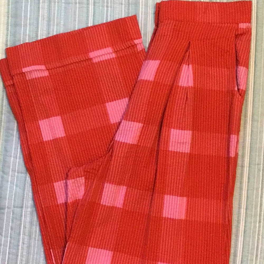 Amazing Red/Pink Plaid Wide Leg Pants